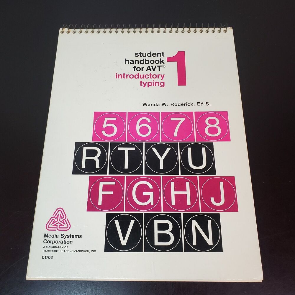 Student Handbook for AVT Introductory Typing 1 by Wanda W Roderick Spiral 1970